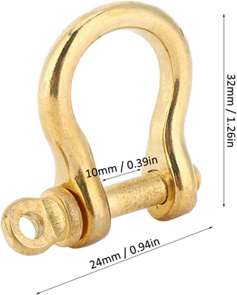 Kodrily 2Pcs Brass D Ring Shackles, 0.39in Key Shackle, Golden Anchor Shackle Fob, U Type Screw in Shackle, Portable Mini Shackle Horseshoe Clasp for Key Ring Hook Buckle, 10mm - Image 2